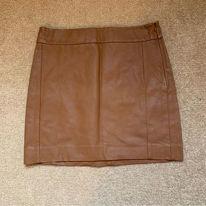 Brown Faux Leather Skirt